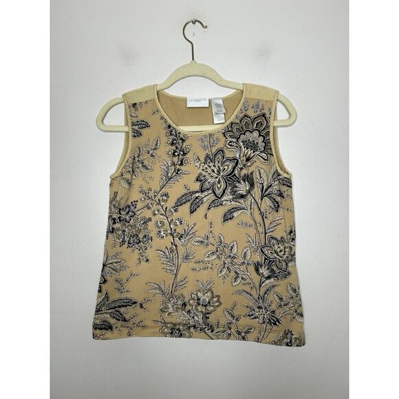 Liz Claiborne Liz Sport Brown Paisley Sleeveless Stretch Tank Top Size Medium - Picture 2 of 10